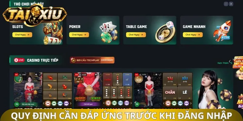 Những quy định cần đáp ứng trước khi đăng nhập