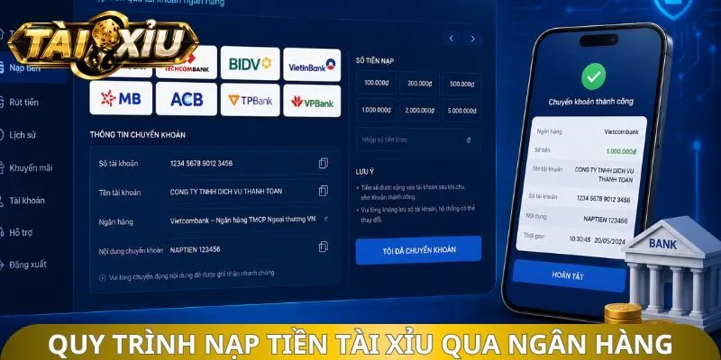 Quy trình nạp tiền tài xỉu qua chuyển khoản ngân hàng