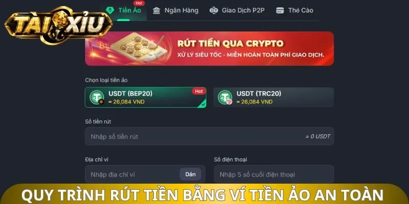 Quy trình rút tiền bằng ví tiền ảo an toàn tuyệt đối